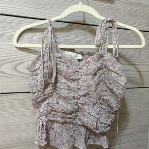 American Threads Pink and Gray Ruched Camisole